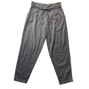 Garnet Hill Textured Organic Cotton Pleated Trousers Pants Braided Belted Size 8